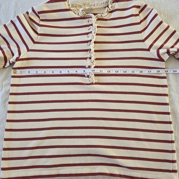 Sezane Gael Mariniere Striped Button Down Top, Rosewood, Medium - Picture 10 of 13